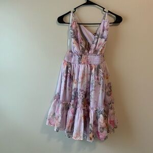 Lulu's Floral Mini Dress in Pink and Purple